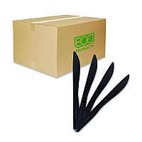 100% Recycled Content Cutlery, Knife, Plastic, Black, 50/Pack, 20 Packs/Carton (EPS111)