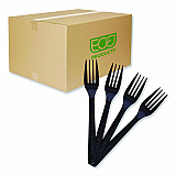 100% Recycled Content Cutlery, Fork, Plastic, Black, 50/Pack, 20 Packs/Carton (EPS112)