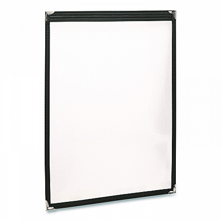 Menu Holder For 8.5 x 11 Menus, Portrait Orientation, 2-View, 9.3 x 12 Holder, Clear/Black/Silver, 10/Pack (SPLSMENU2)