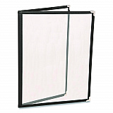Menu Holder For 8.5 x 11 Menus, Portrait Orientation, 4-View, 9.6 x 12 Holder, Clear/Black/Silver, 10/Pack (SPLSMENU4)