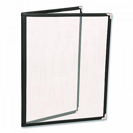 Menu Holder For 8.5 x 11 Menus, Portrait Orientation 4-View, 9.6 x 11.9, Clear/Black/Silver (SPLSMENU41PK)