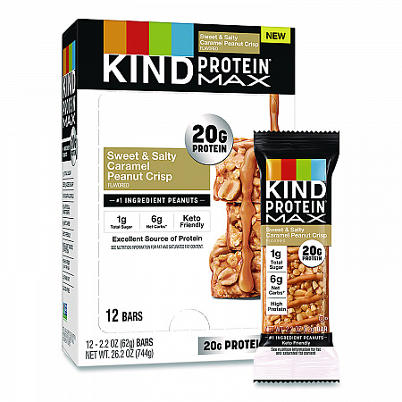 Protein MAX Bar, Sweet and Salty Caramel Peanut Crisp, 2.2 oz Bar, 12/Box (PHW43475)