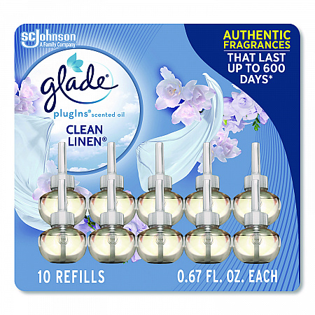 Plugins Scented Oil Refill, Clean Linen, 0.67 oz, 10/Pack (379206)