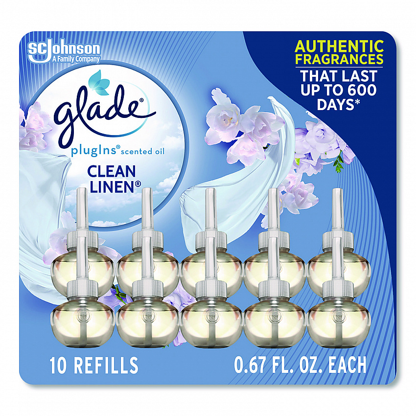 Plugins Scented Oil Refill, Clean Linen, 0.67 oz, 10/Pack (379206)