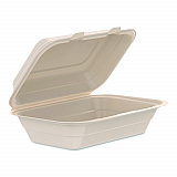 Compostable Molded Fiber Hinged Trays, ProPlanet Seal, 6.41 x 9.22 x 3, Natural, 200/Carton (206FBRHT1)