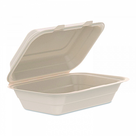 Compostable Molded Fiber Hinged Trays, ProPlanet Seal, 6.41 x 9.22 x 3, Natural, 200/Carton (206FBRHT1)