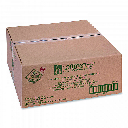 Airlaid Flat Pack Napkins, 16 x 16,  Black, 500/Carton (125070)