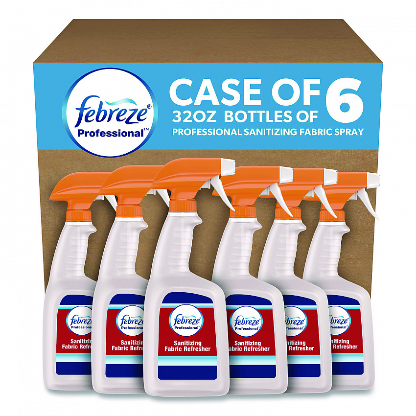 Professional Sanitizing Fabric Refresher, Light Scent, 32 oz Spray Bottle, 6/Carton (07309)