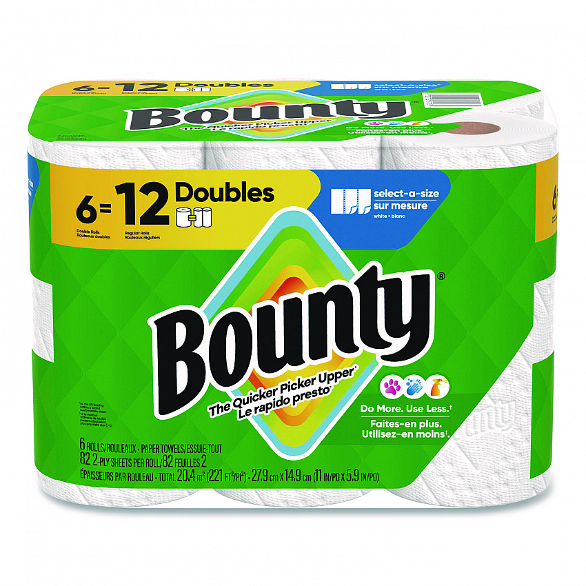 Select-a-Size Kitchen Roll Paper Towels, 2-Ply, 6 x 11, White, 82 Sheets/Double Roll, 6 Rolls/Carton (15703)