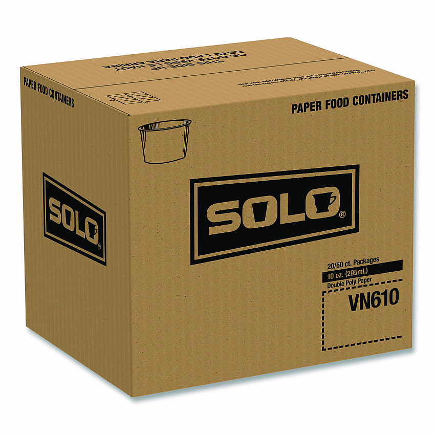 Double Poly Paper Food Containers, 10 oz, 3.8 dia x 2.7" h, White, Paper,1,000/Carton (VN61002050)