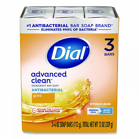 Advanced Clean Antibacterial Deodorant Bar Soap, Gold Scent, 4 oz, 3/Pack, 4 Packs/Carton (11807)