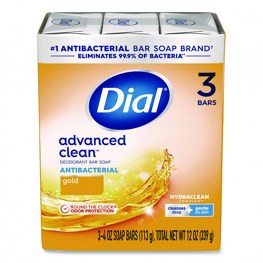 Advanced Clean Antibacterial Deodorant Bar Soap, Gold Scent, 4 oz, 3/Pack, 4 Packs/Carton (11807)