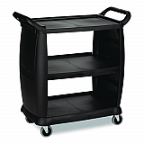 Bussing Cart, Plastic, 3 Shelves, 300 lb Capacity, 18 x 36.25 x 38, Black (BCART3)