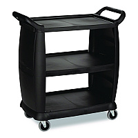 Bussing Cart, Plastic, 3 Shelves, 300 lb Capacity, 18 x 36.25 x 38, Black (BCART3)
