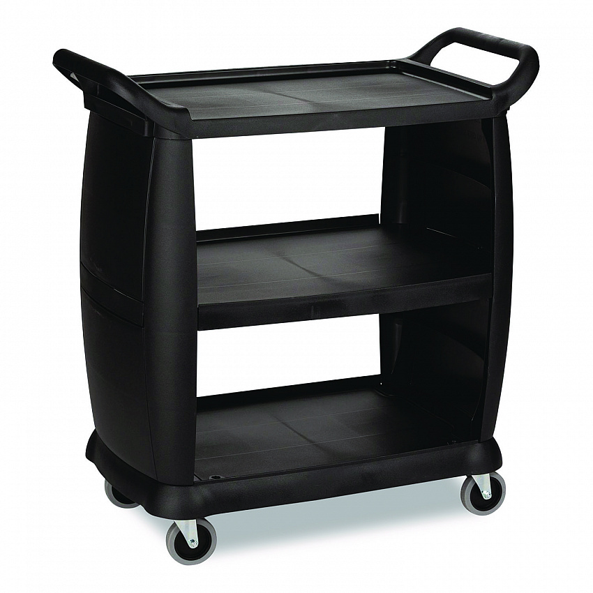 Bussing Cart, Plastic, 3 Shelves, 300 lb Capacity, 18 x 36.25 x 38, Black (BCART3)