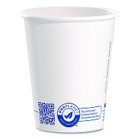Recycled Content PCF Paper Hot Cups, ProPlanet Seal, 10 oz, White, 50/Pack (370RCPLANEPK)