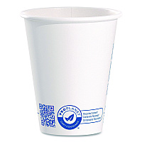 Recycled Content PCF Paper Hot Cups, ProPlanet Seal, 8 oz, White, 50/Pack (378RCPLANEPK)