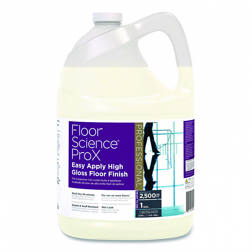 Floor Science ProX Easy Apply High Gloss Floor Finish, 1 gal Bottle, 4/Carton (CBD562405)