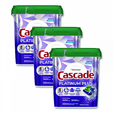 Platinum Plus ActionPacs Dishwasher Detergent Pods, Fresh Scent, 26.6 oz Tub, 47/Tub, 3 Tubs/Carton (15789CT)