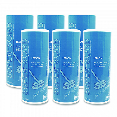 Super-Sorb Liquid Spill Absorbent, Lemon Scent, 720 oz Absorbing Volume, 12 oz Shaker Can, 6/Box (614SSBX)