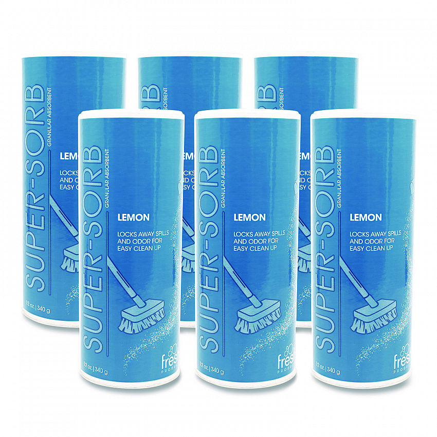 Super-Sorb Liquid Spill Absorbent, Lemon Scent, 720 oz Absorbing Volume, 12 oz Shaker Can, 6/Box (614SSBX)