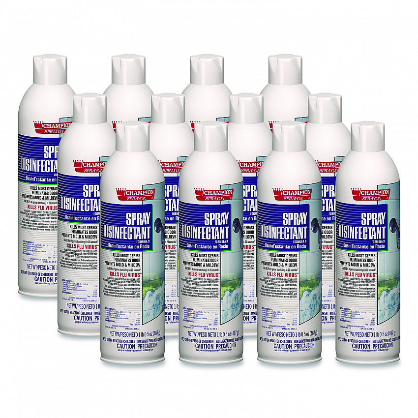 Champion Sprayon Spray Disinfectant, Unscented, 16.5 oz Aerosol Spray, 12/Carton (5157)