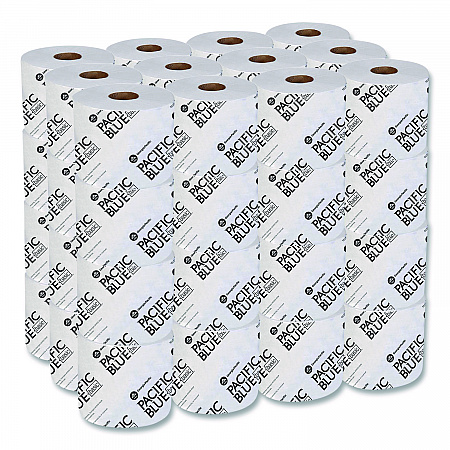 Pacific Blue Basic High-Capacity Bathroom Tissue, Septic Safe, 1-Ply, White, 1,500 Sheets/Roll, 48 Rolls/Carton (1444801)