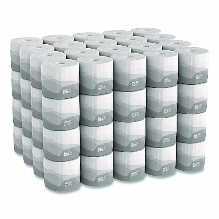 Pacific Blue Basic Bathroom Tissue, Septic Safe, 1-Ply, White, 1,210 Sheets/Roll, 80 Rolls/Carton (1458001)