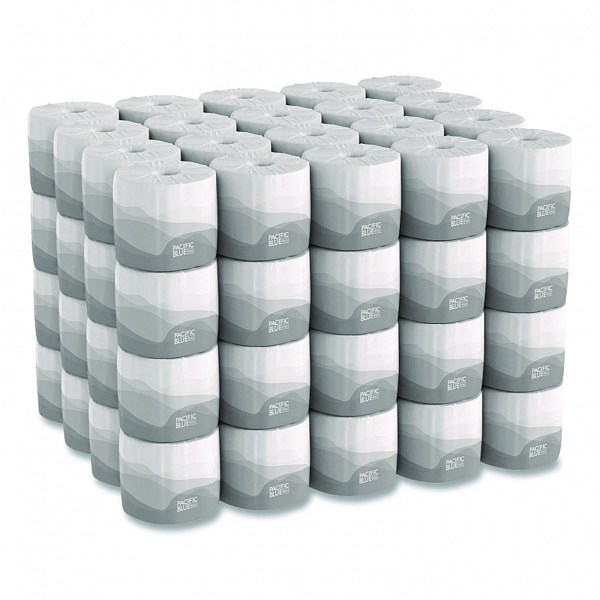Pacific Blue Basic Bathroom Tissue, Septic Safe, 1-Ply, White, 1,210 Sheets/Roll, 80 Rolls/Carton (1458001)