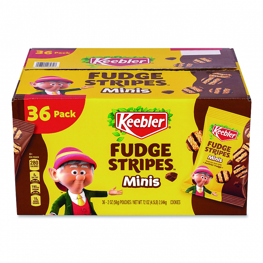 Mini Cookies, Fudge Stripes, 2 oz Pouch, 36/Box (22002517)
