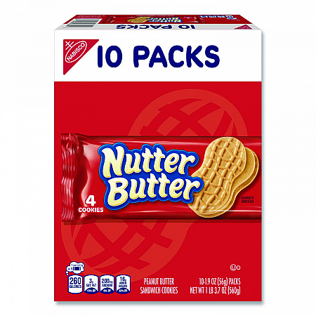Nutter Butter, Peanut Butter, 1.9 oz, 4 Cookies/Pack, 10 Packs/Box (07835)