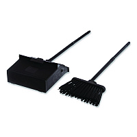Duo-Pan Upright Dust Pan and Broom, 11.8 x 36, 24.5" Handle, Plastic, Black (36141503)