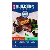 Builders Protein Bar, Variety Pack, Chocolate Mint/Chocolate Peanut Butter, 2.4 oz Bar, 18 Bars/Box (22000543)