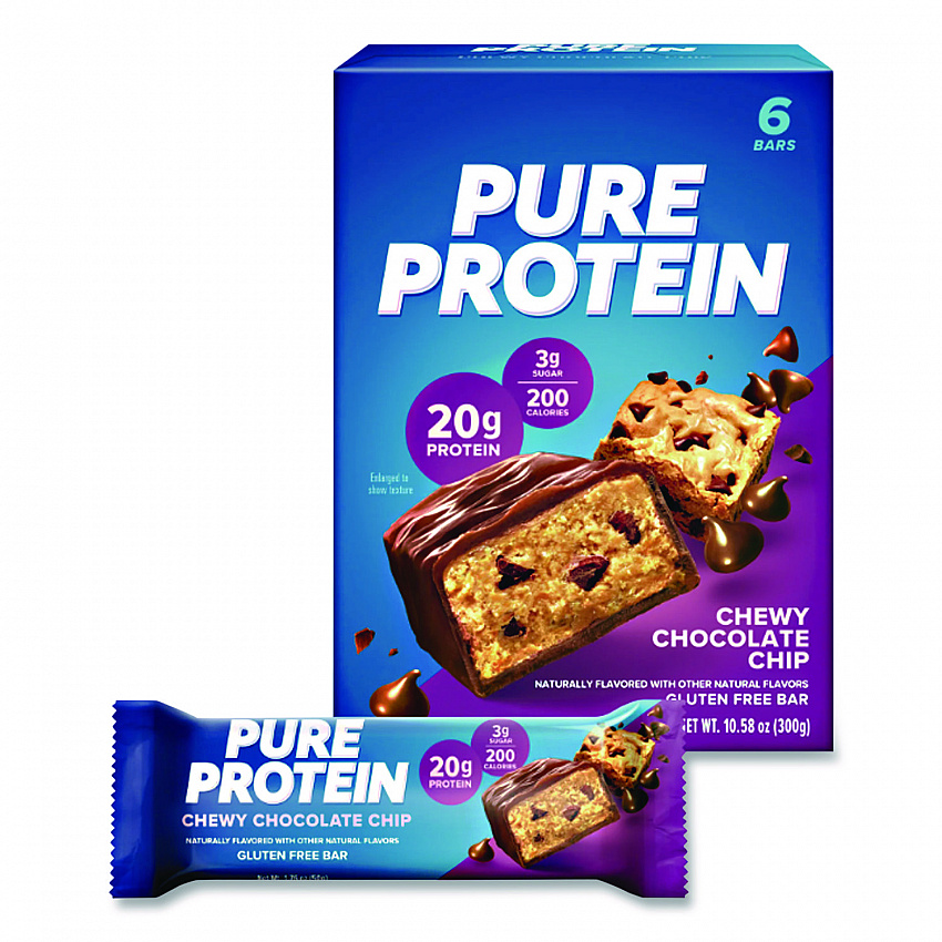 Pure Protein Bar, Chewy Chocolate Chip, 1.76 oz Bar, 6/Box (NRN13353)