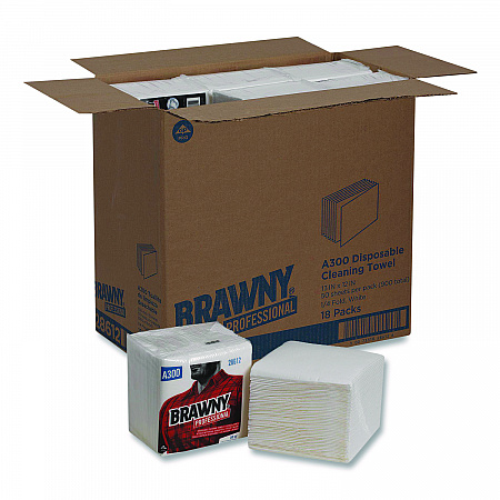 Professional Cleaning Towels, 1-Ply, 12 x 13, White, 50/Pack, 18 Packs/Carton (28612)