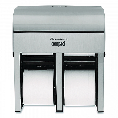 Compact Quad Vertical Four-Roll Coreless Dispenser, 11.75 x 6.9 x 13.25, Stainless Steel (56748)