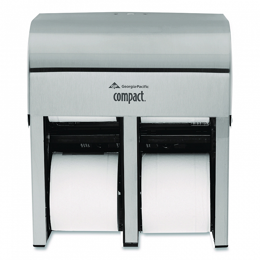Compact Quad Vertical Four-Roll Coreless Dispenser, 11.75 x 6.9 x 13.25, Stainless Steel (56748)