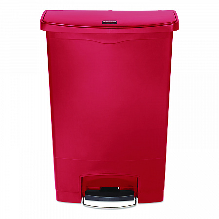 Slim Jim Streamline Resin Step-On Container, 24 gal, Resin, Red (1883570)