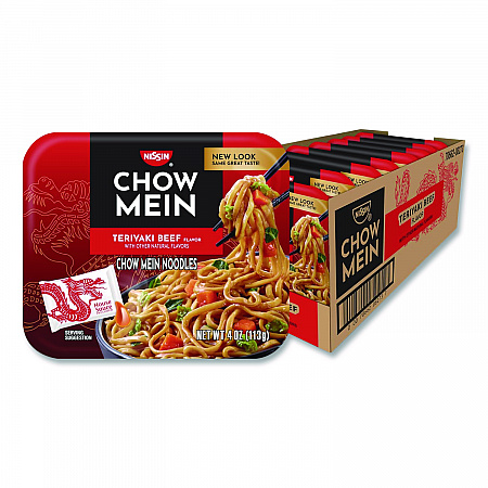 Teriyaki Beef Chow Mein Noodles, 4 oz Bowl, 8/Carton (NIS08723)