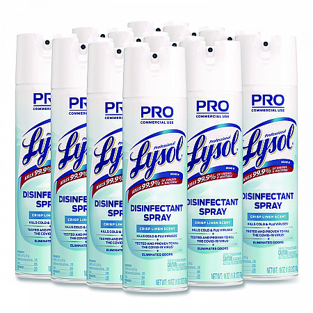 Disinfectant Spray, Crisp Linen Scent, 19 oz. Aerosol Spray, 12/Carton (74828CT)