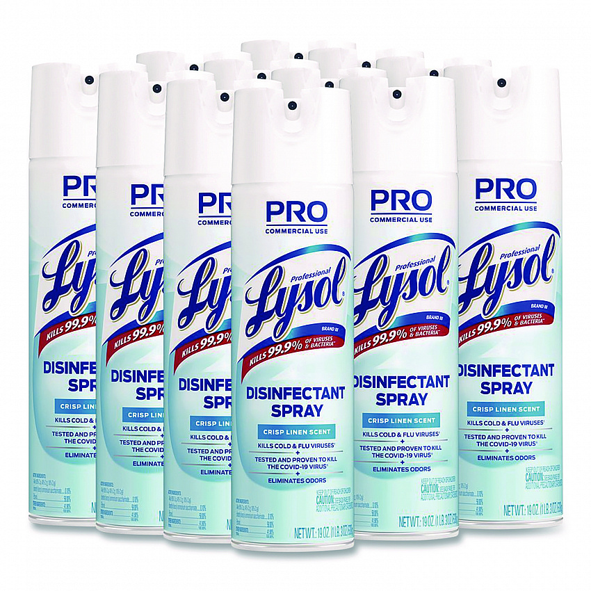 Disinfectant Spray, Crisp Linen Scent, 19 oz. Aerosol Spray, 12/Carton (74828CT)