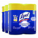 Disinfecting Wipes, 1-Ply, 7 x 7.25, Lemon and Lime Blossom, White, 80 Wipes/Canister, 2 Canisters/Pack, 3 Packs/Carton (80296)