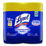 Disinfecting Wipes, 1-Ply, 7 x 7.25, Lemon and Lime Blossom, White, 80 Wipes/Canister, 2 Canisters/Pack (80296PK)