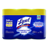 Disinfecting Wipes, 1-Ply, 7 x 7.25, Lemon and Lime Blossom, White, 80 Wipes/Canister, 3 Canisters/Pack (84251PK)