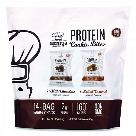 Protein Cookie Bites Variety Pack, Salted Caramel and Milk Chocolate, 1.2 oz Bag, 14/Box (22002521)