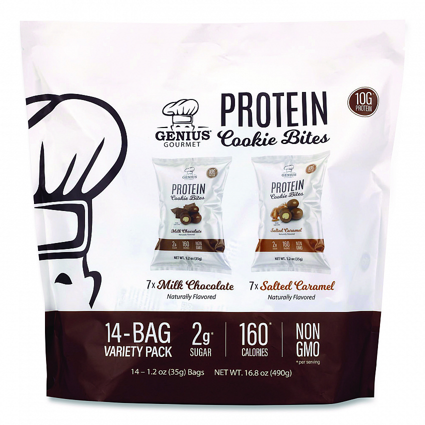 Protein Cookie Bites Variety Pack, Salted Caramel and Milk Chocolate, 1.2 oz Bag, 14/Box (22002521)