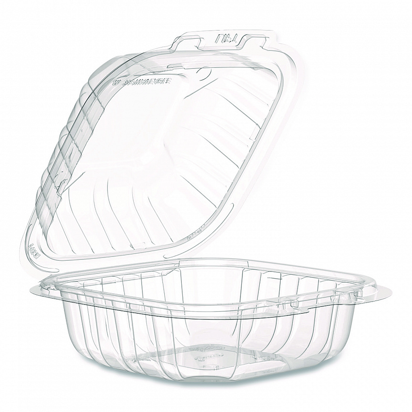 Microwaveable Hinged Containers, ProPlanet Seal, 6.31 x 6.31 x 3, Clear, Plastic, 300/Carton (60PPHT1)
