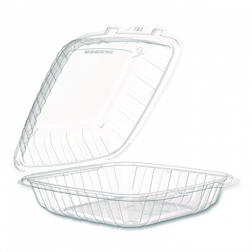 Microwaveable Hinged Containers, ProPlanet Seal, 9 x 8.75 x 3, Clear, Plastic 150/Carton (90PPHT1)