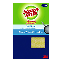 Dobie All-Purpose Cleaning Pad, 4.3 x 2.6, 0.5" Thick, Yellow, 3/Pack, 8 Packs/Carton (7232FCT)
