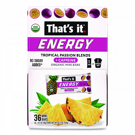 Organic Energy Bars, Tropical Passion Blend, 0.7 oz Bar, 36/Box (22002519)